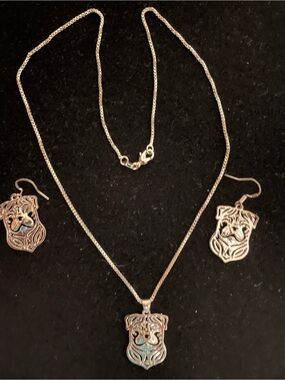 Pug Necklace & Earring Set, New